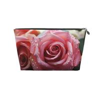 SDTYKHJ Travel Makeup Bag Large Capacity Cosmetic Bags for Women,Waterproof Portable Shaving Bag Small Toiletry Bag Love Rose Flower Petal Leather Cosmetic Organizer Bags for Traveling, Silver, One