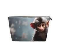 SDTYKHJ Travel Makeup Bag Large Capacity Cosmetic Bags for Women,Waterproof Portable Shaving Bag Small Toiletry Bag cute monkey Leather Cosmetic Organizer Bags for Traveling, Gold, One Size