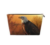 SDTYKHJ Travel Makeup Bag Large Capacity Cosmetic Bags for Women,Waterproof Portable Shaving Bag Small Toiletry Bag Golden Sunset Bald Eagle Leather Cosmetic Organizer Bags for Traveling, Gold, One