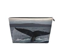 SDTYKHJ Travel Makeup Bag Large Capacity Cosmetic Bags for Women,Waterproof Portable Shaving Bag Small Toiletry Bag Humpback Whale Tail Leather Cosmetic Organizer Bags for Traveling, Silver, One Size