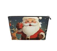 SDTYKHJ Travel Makeup Bag Large Capacity Cosmetic Bags for Women,Waterproof Portable Shaving Bag Small Toiletry Bag Christmas Santa Claus Leather Cosmetic Organizer Bags for Traveling, Silver, One