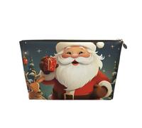 SDTYKHJ Travel Makeup Bag Large Capacity Cosmetic Bags for Women,Waterproof Portable Shaving Bag Small Toiletry Bag Christmas Santa Claus Leather Cosmetic Organizer Bags for Traveling, Gold, One Size