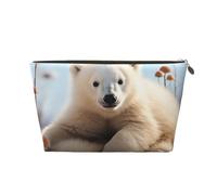 SDTYKHJ Travel Makeup Bag Large Capacity Cosmetic Bags for Women,Waterproof Portable Shaving Bag Small Toiletry Bag cute polar bear animals Leather Cosmetic Organizer Bags for Traveling, Gold, One