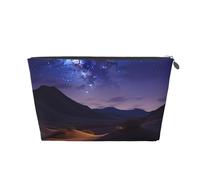 SDTYKHJ Travel Makeup Bag Large Capacity Cosmetic Bags for Women,Waterproof Portable Shaving Bag Small Toiletry Bag Night in the Desert Leather Cosmetic Organizer Bags for Traveling, Silver, One Size