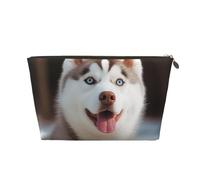 SDTYKHJ Travel Makeup Bag Large Capacity Cosmetic Bags for Women,Waterproof Portable Shaving Bag Small Toiletry Bag Husky Piquant Dog Leather Cosmetic Organizer Bags for Traveling, Gold, One Size
