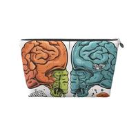 SDTYKHJ Travel Makeup Bag Large Capacity Cosmetic Bags for Women,Waterproof Portable Shaving Bag Small Toiletry Bag Left and Right Brain Functions Leather Cosmetic Organizer Bags for Traveling, Silver