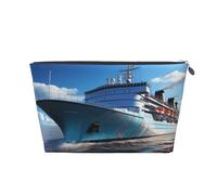 SDTYKHJ Travel Makeup Bag Large Capacity Cosmetic Bags for Women,Waterproof Portable Shaving Bag Small Toiletry Bag Ocean Ferry Boat Leather Cosmetic Organizer Bags for Traveling, Silver, One Size