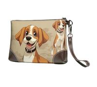 SDTYKHJ Women's Leather Wristlet Purses Clutch Wallet Cartoon Beagle Dogs Handbag Ladies Evening Bag Cell Phone Pouch Bag