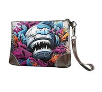 SDTYKHJ Women's Leather Wristlet Purses Clutch Wallet Colorful Graffiti Handbag Ladies Evening Bag Cell Phone Pouch Bag
