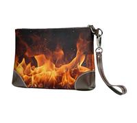 SDTYKHJ Women's Leather Wristlet Purses Clutch Wallet Dancing Fire Handbag Ladies Evening Bag Cell Phone Pouch Bag