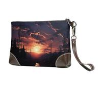 SDTYKHJ Women's Leather Wristlet Purses Clutch Wallet Dusk Scenery Handbag Ladies Evening Bag Cell Phone Pouch Bag