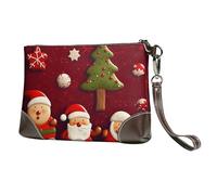 SDTYKHJ Women's Leather Wristlet Purses Clutch Wallet Happy Christmas Handbag Ladies Evening Bag Cell Phone Pouch Bag