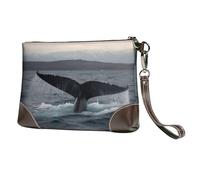 SDTYKHJ Women's Leather Wristlet Purses Clutch Wallet Humpback Whale Tail Handbag Ladies Evening Bag Cell Phone Pouch Bag
