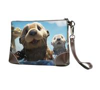 SDTYKHJ Women's Leather Wristlet Purses Clutch Wallet Lovely Sea Otter Handbag Ladies Evening Bag Cell Phone Pouch Bag