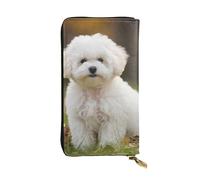 SDTYKHJ Women's Wallet Clutch Large Capacity Long Wallet Bichon Frise Dog Leather Ladies Card Phone Holder Travel Purse