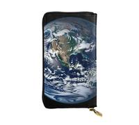 SDTYKHJ Women's Wallet Clutch Large Capacity Long Wallet Blue Marble Earth Leather Ladies Card Phone Holder Travel Purse