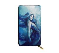 SDTYKHJ Women's Wallet Clutch Large Capacity Long Wallet Blue Mermaid Leather Ladies Card Phone Holder Travel Purse