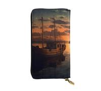 SDTYKHJ Women's Wallet Clutch Large Capacity Long Wallet Boat at dusk Leather Ladies Card Phone Holder Travel Purse