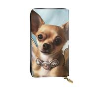 SDTYKHJ Women's Wallet Clutch Large Capacity Long Wallet Brown Chihuahua Angel Wings Leather Ladies Card Phone Holder Travel Purse