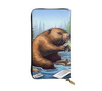 SDTYKHJ Women's Wallet Clutch Large Capacity Long Wallet Busy Beaver Cartoon Leather Ladies Card Phone Holder Travel Purse