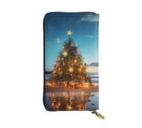 SDTYKHJ Women's Wallet Clutch Large Capacity Long Wallet Christmas Tree on the Beach Leather Ladies Card Phone Holder Travel Purse