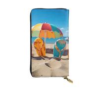 SDTYKHJ Women's Wallet Clutch Large Capacity Long Wallet Colorful Flip Flops Beach Ball Leather Ladies Card Phone Holder Travel Purse