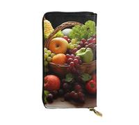 SDTYKHJ Women's Wallet Clutch Large Capacity Long Wallet Colorful Various Vegetables and Fruit Leather Ladies Card Phone Holder Travel Purse