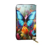 SDTYKHJ Women's Wallet Clutch Large Capacity Long Wallet Colourful Butterfly and Floral Leather Ladies Card Phone Holder Travel Purse