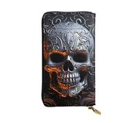 SDTYKHJ Women's Wallet Clutch Large Capacity Long Wallet Cool Skull Graphics Leather Ladies Card Phone Holder Travel Purse