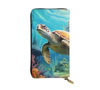 SDTYKHJ Women's Wallet Clutch Large Capacity Long Wallet Dolphins Sea Turtle Coral Reef Leather Ladies Card Phone Holder Travel Purse