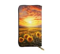 SDTYKHJ Women's Wallet Clutch Large Capacity Long Wallet Dreamlike Sunset Of A Sunflower Field Leather Ladies Card Phone Holder Travel Purse
