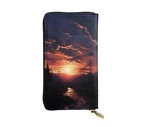 SDTYKHJ Women's Wallet Clutch Large Capacity Long Wallet Dusk Scenery Leather Ladies Card Phone Holder Travel Purse