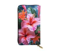 SDTYKHJ Women's Wallet Clutch Large Capacity Long Wallet Flower Tropical Plant Leather Ladies Card Phone Holder Travel Purse