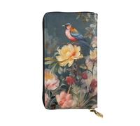 SDTYKHJ Women's Wallet Clutch Large Capacity Long Wallet Flowers Birds Leather Ladies Card Phone Holder Travel Purse