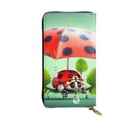 SDTYKHJ Women's Wallet Clutch Large Capacity Long Wallet Funny Ladybug Holding Umbrellas Leather Ladies Card Phone Holder Travel Purse