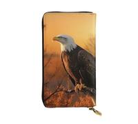 SDTYKHJ Women's Wallet Clutch Large Capacity Long Wallet Golden Sunset Bald Eagle Leather Ladies Card Phone Holder Travel Purse