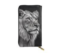 SDTYKHJ Women's Wallet Clutch Large Capacity Long Wallet Gray Lion Leather Ladies Card Phone Holder Travel Purse