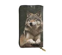 SDTYKHJ Women's Wallet Clutch Large Capacity Long Wallet Gray wolf Leather Ladies Card Phone Holder Travel Purse