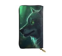 SDTYKHJ Women's Wallet Clutch Large Capacity Long Wallet Green wolf Leather Ladies Card Phone Holder Travel Purse