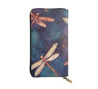 SDTYKHJ Women's Wallet Clutch Large Capacity Long Wallet Hand Painted Dragonfly Leather Ladies Card Phone Holder Travel Purse
