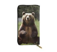 SDTYKHJ Women's Wallet Clutch Large Capacity Long Wallet Hi Bear Sit on the Lawn Leather Ladies Card Phone Holder Travel Purse