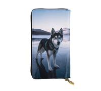 SDTYKHJ Women's Wallet Clutch Large Capacity Long Wallet Husky Dog on a Frozen Lake Leather Ladies Card Phone Holder Travel Purse