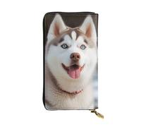 SDTYKHJ Women's Wallet Clutch Large Capacity Long Wallet Husky Piquant Dog Leather Ladies Card Phone Holder Travel Purse