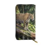 SDTYKHJ Women's Wallet Clutch Large Capacity Long Wallet Jaguar Cat on Tree Trunk Waterfall Leather Ladies Card Phone Holder Travel Purse
