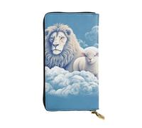 SDTYKHJ Women's Wallet Clutch Large Capacity Long Wallet Lamb with A Lion On The Clouds Leather Ladies Card Phone Holder Travel Purse