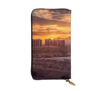 SDTYKHJ Women's Wallet Clutch Large Capacity Long Wallet Las Vegas Sunset Leather Ladies Card Phone Holder Travel Purse