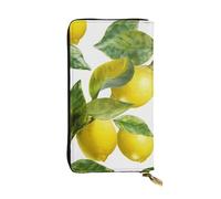 SDTYKHJ Women's Wallet Clutch Large Capacity Long Wallet Lemon Branch Leaves Leather Ladies Card Phone Holder Travel Purse