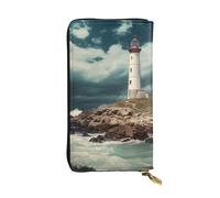 SDTYKHJ Women's Wallet Clutch Large Capacity Long Wallet Lighthouse Seaside Leather Ladies Card Phone Holder Travel Purse