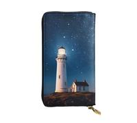 SDTYKHJ Women's Wallet Clutch Large Capacity Long Wallet Lighthouse Under Starry Night Sky Leather Ladies Card Phone Holder Travel Purse