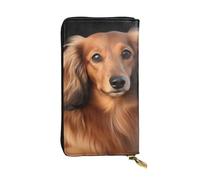 SDTYKHJ Women's Wallet Clutch Large Capacity Long Wallet Long haired Dachshund Leather Ladies Card Phone Holder Travel Purse